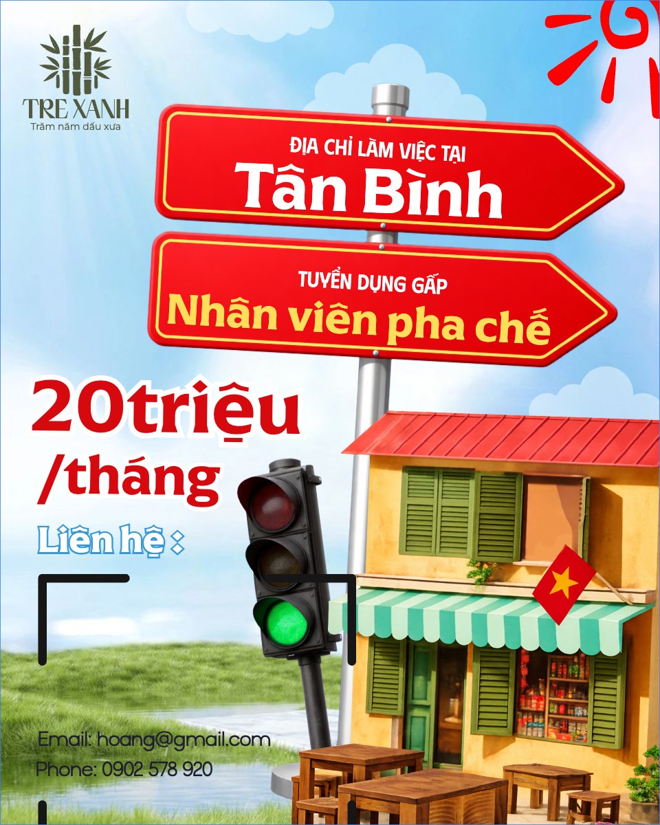 Mẫu Bài post MXH dọc Tuyển nhân viên pha chế — LayerPic