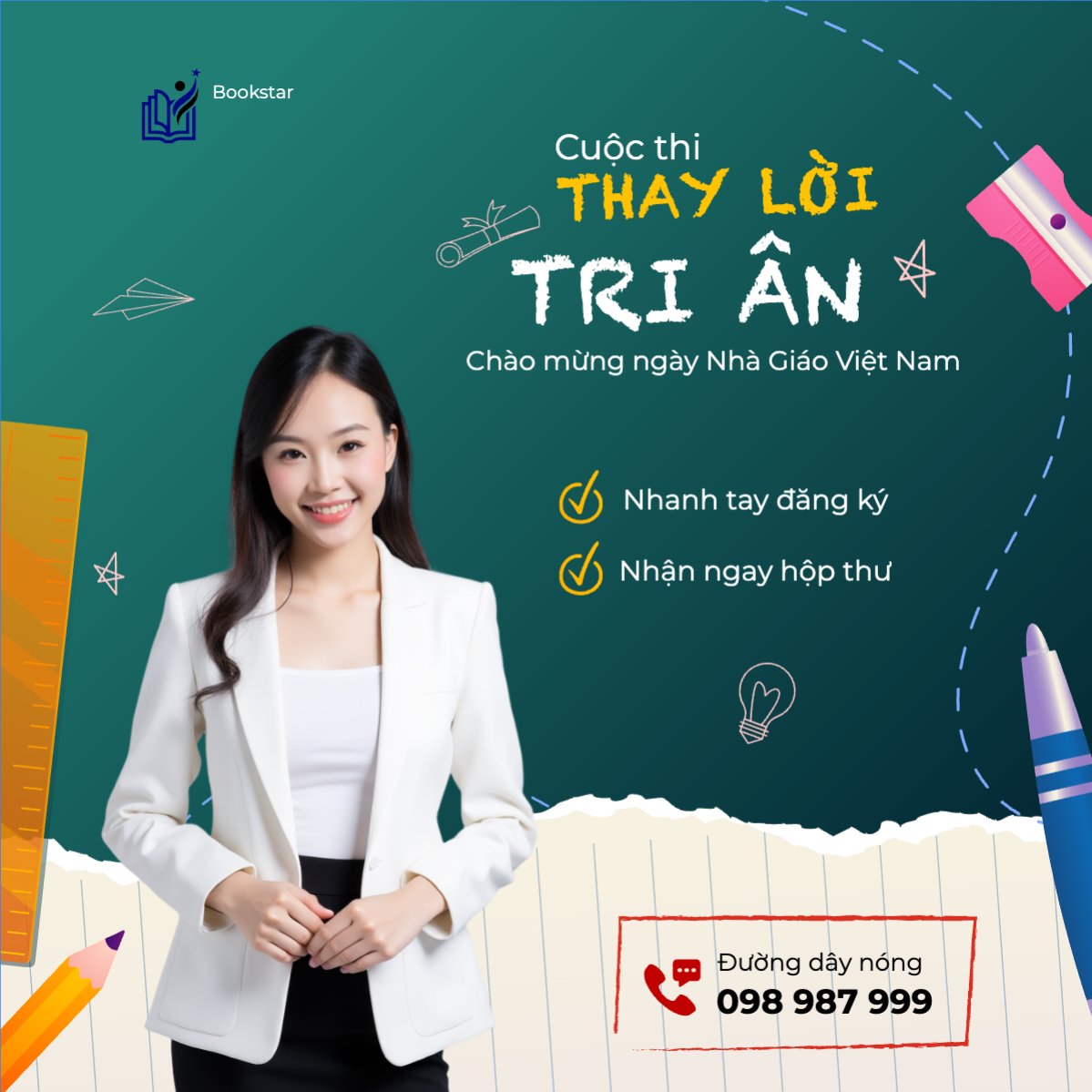 Mẫu Bài post MXH vuông Giáo dục, education, học sinh, sinh viên, student, thông báo — LayerPic