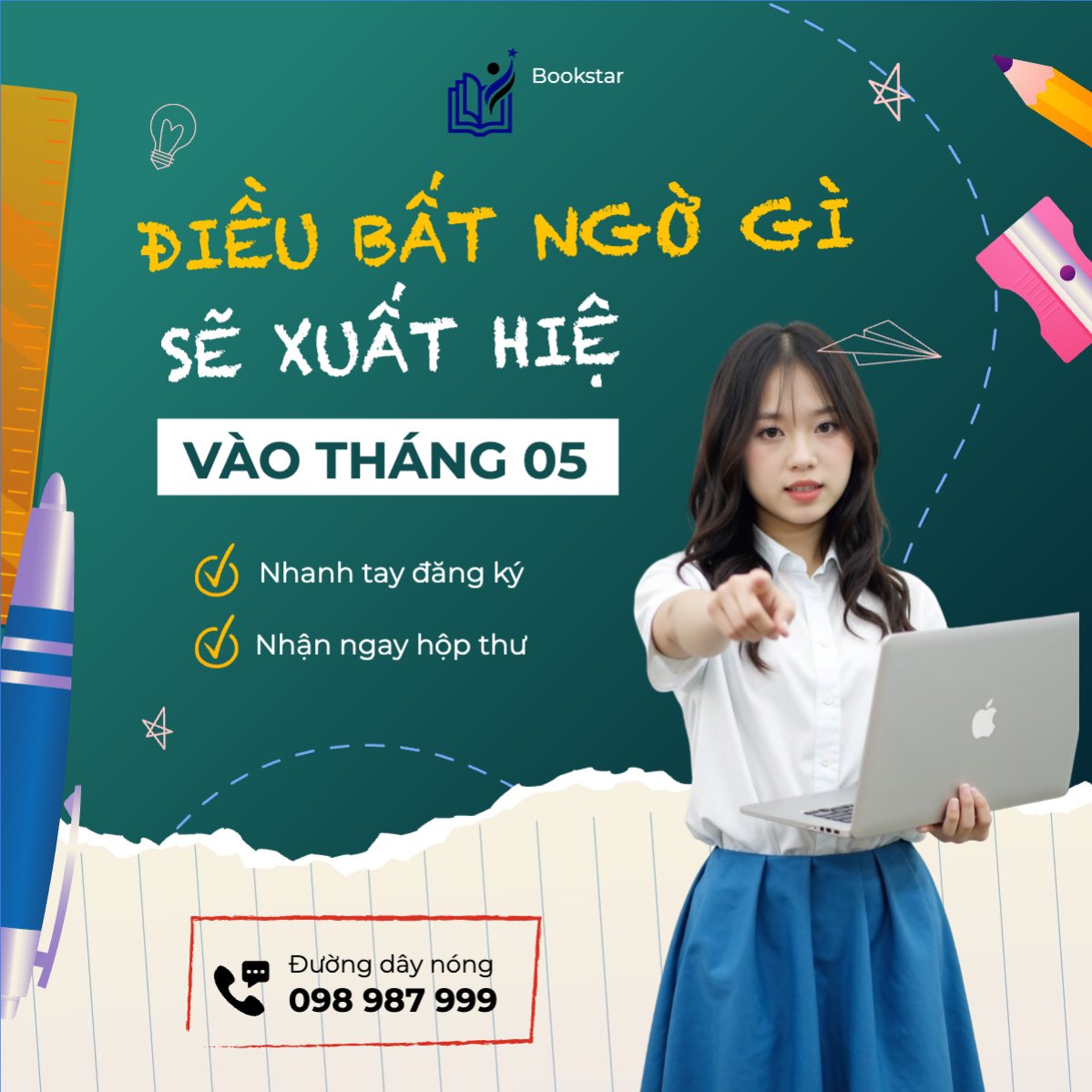 Mẫu Bài post MXH vuông Giáo dục, education, học sinh, sinh viên, student, thông báo — LayerPic