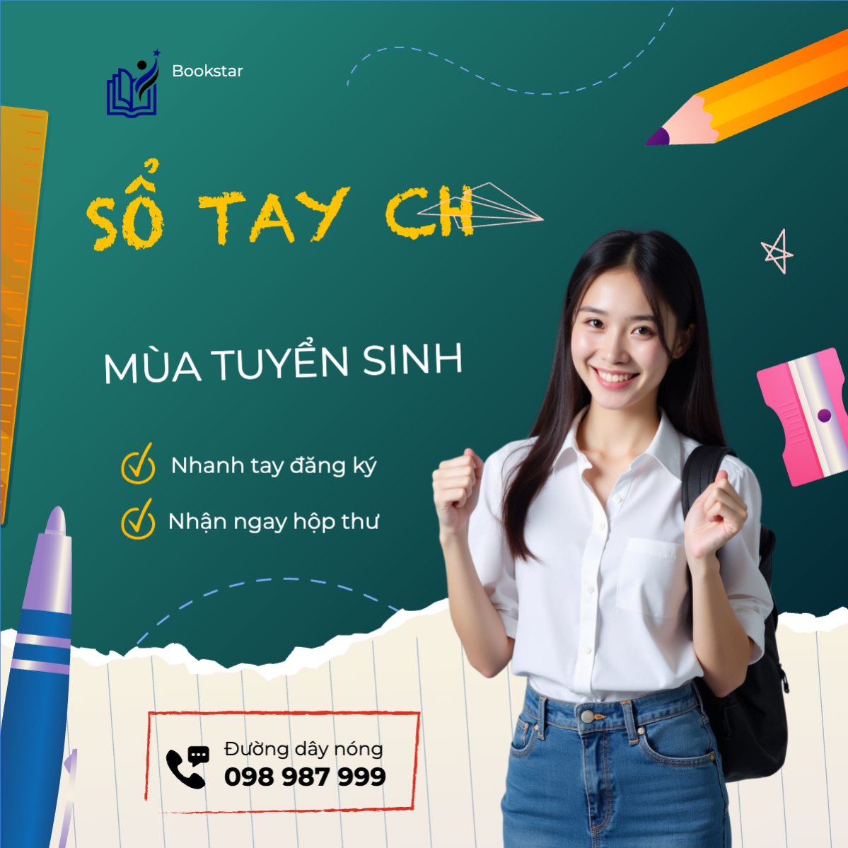 Mẫu Bài post MXH vuông Giáo dục, education, học sinh, sinh viên, student, thông báo — LayerPic