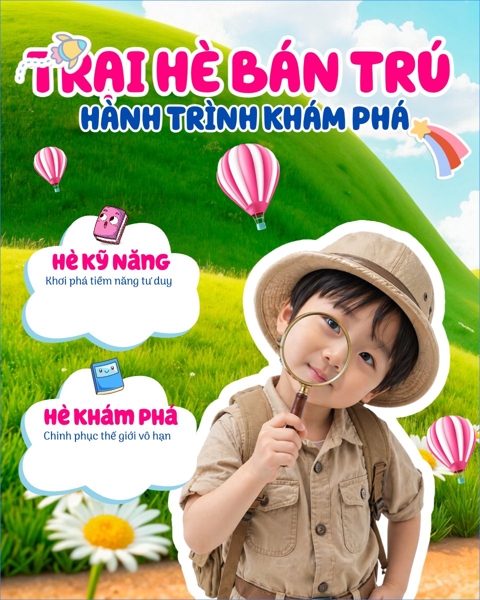 Mẫu Bài post MXH dọc Trại hè bán trú — LayerPic