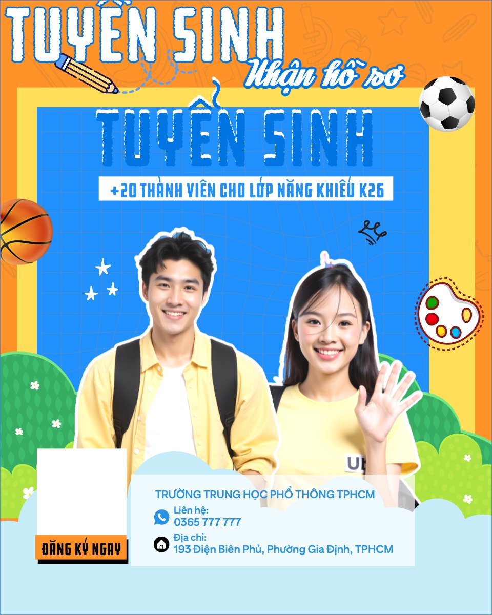 Mẫu Bài post MXH dọc Nhận hồ sơ tuyển sinh — LayerPic