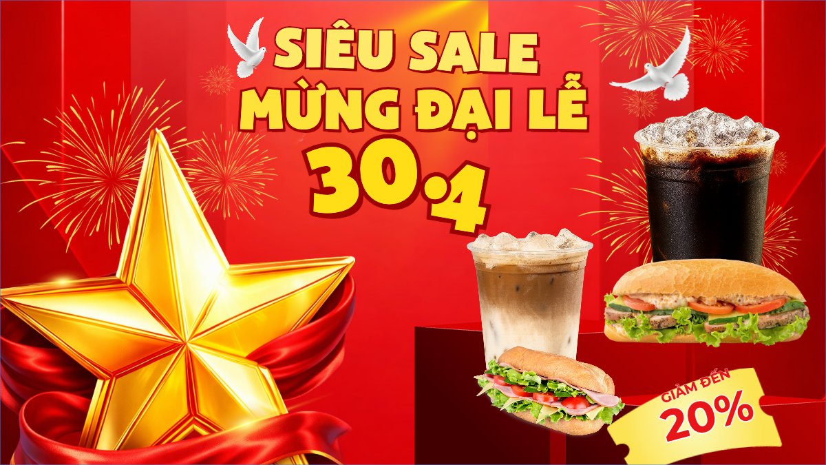 Mẫu Bài post MXH (16:9) Siêu sale đại lễ 30/4 — LayerPic