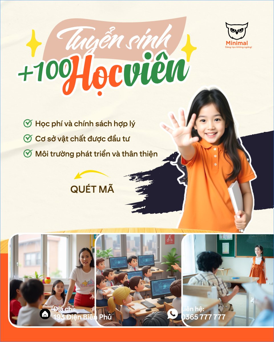 Mẫu Bài post MXH dọc Tuyển sinh 100 học viên — LayerPic