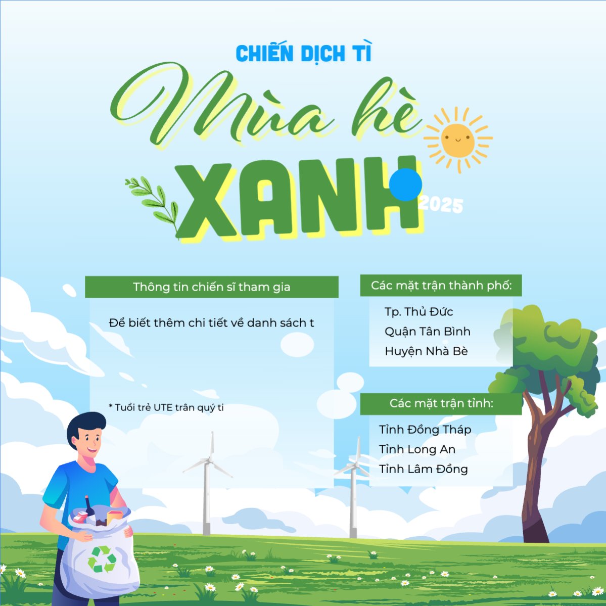 Mẫu Bài post MXH vuông Mùa hè xanh, tình nguyện, bảo vệ môi trường, giáo dục, education, school, trường học — LayerPic
