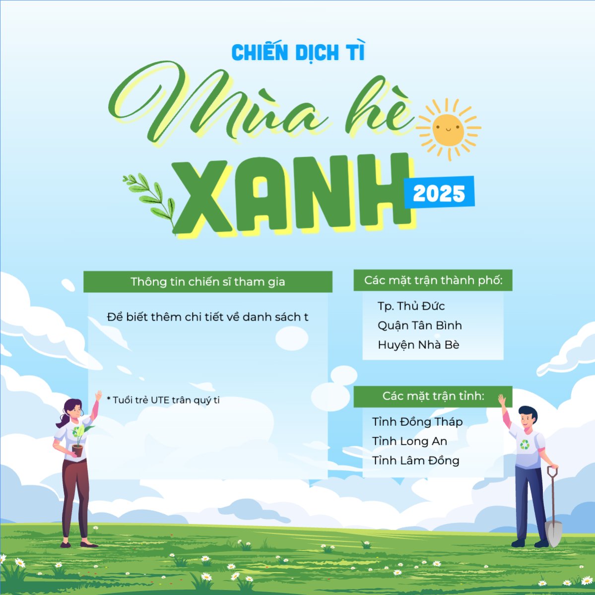 Mẫu Bài post MXH vuông Mùa hè xanh, tình nguyện, bảo vệ môi trường, giáo dục, education, school, trường học — LayerPic
