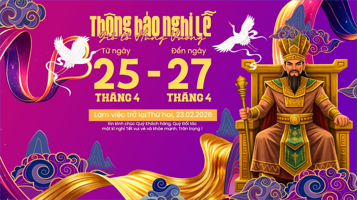 Mẫu Bài post MXH (16:9) Lịch nghỉ lễ Giỗ Tổ Hùng Vương — LayerPic