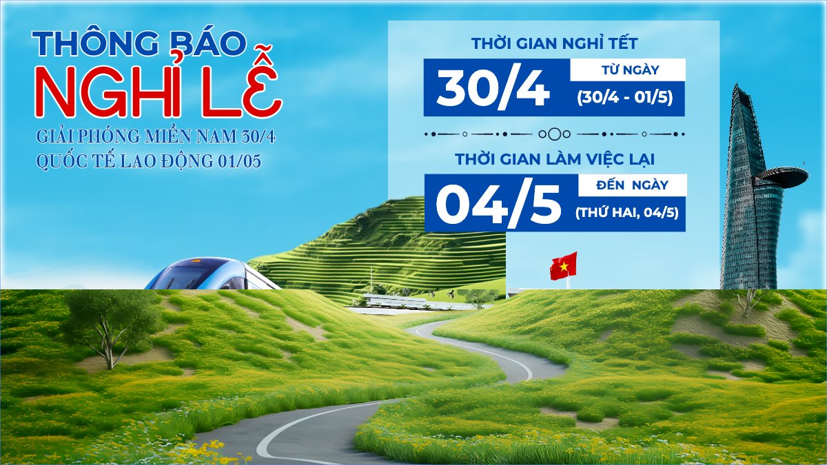 Mẫu Bài post MXH (16:9) Lịch nghỉ lễ 30/4-1/5 — LayerPic