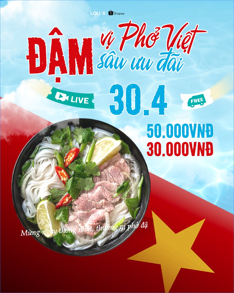 Mẫu Bài post MXH dọc Đậm vị Phở Việt đậm sâu ưu đãi — LayerPic