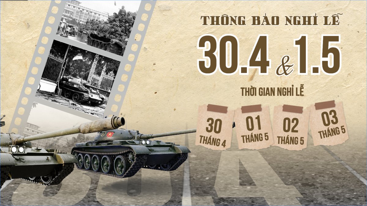 Mẫu Bài post MXH (16:9) Lịch nghỉ lễ 30/4-1/5 — LayerPic