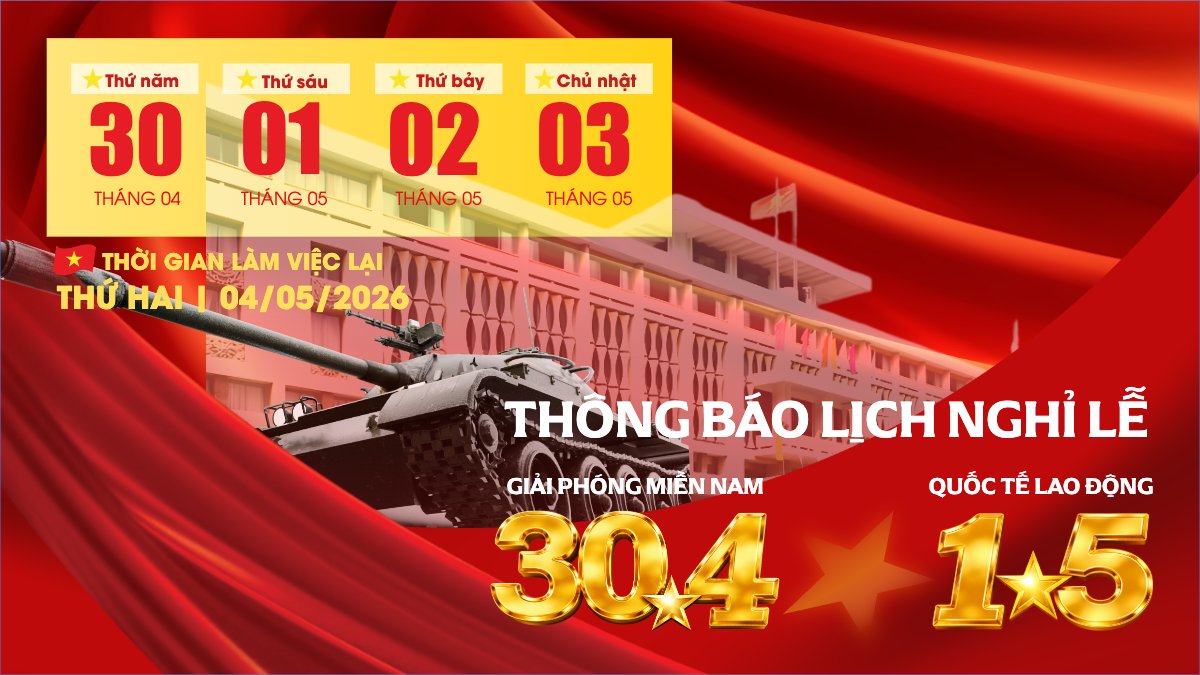 Mẫu Bài post MXH (16:9) Lịch nghỉ lễ 30/4-1/5 — LayerPic