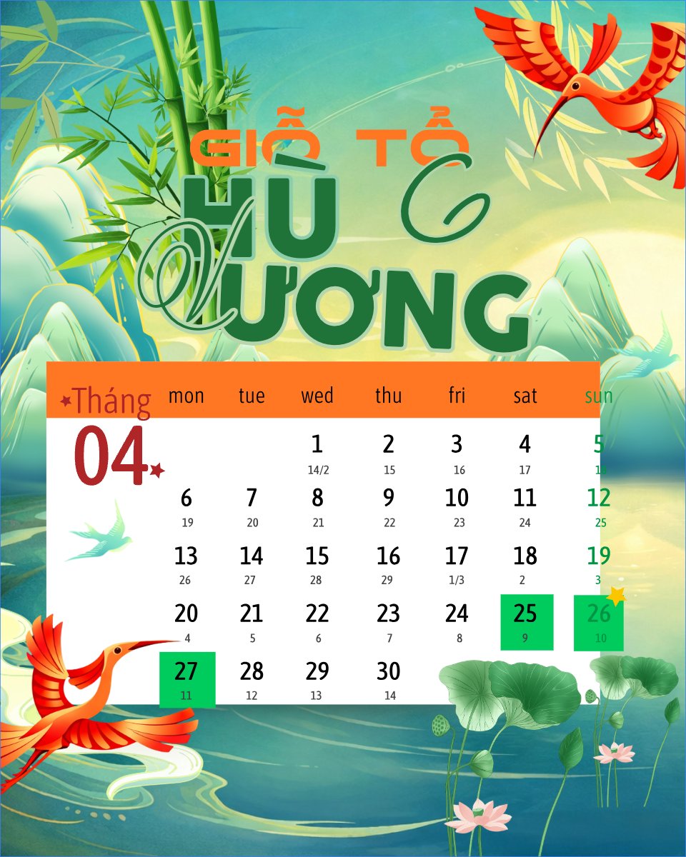 Mẫu Bài post MXH dọc Lịch nghỉ lễ Giỗ Tổ Hùng Vương — LayerPic