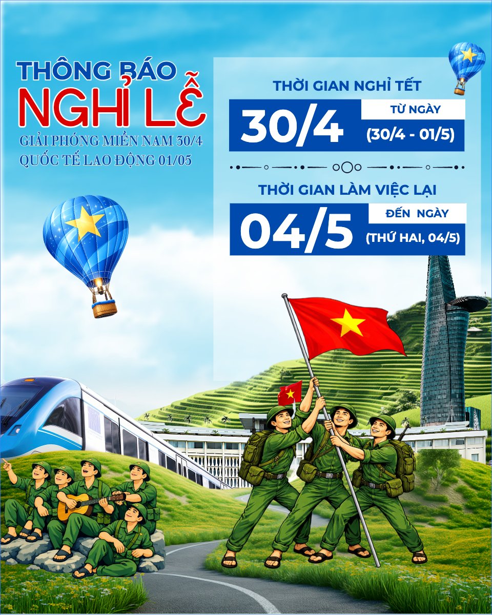 Mẫu Bài post MXH dọc Lịch nghỉ lễ 30/4-1/5 — LayerPic