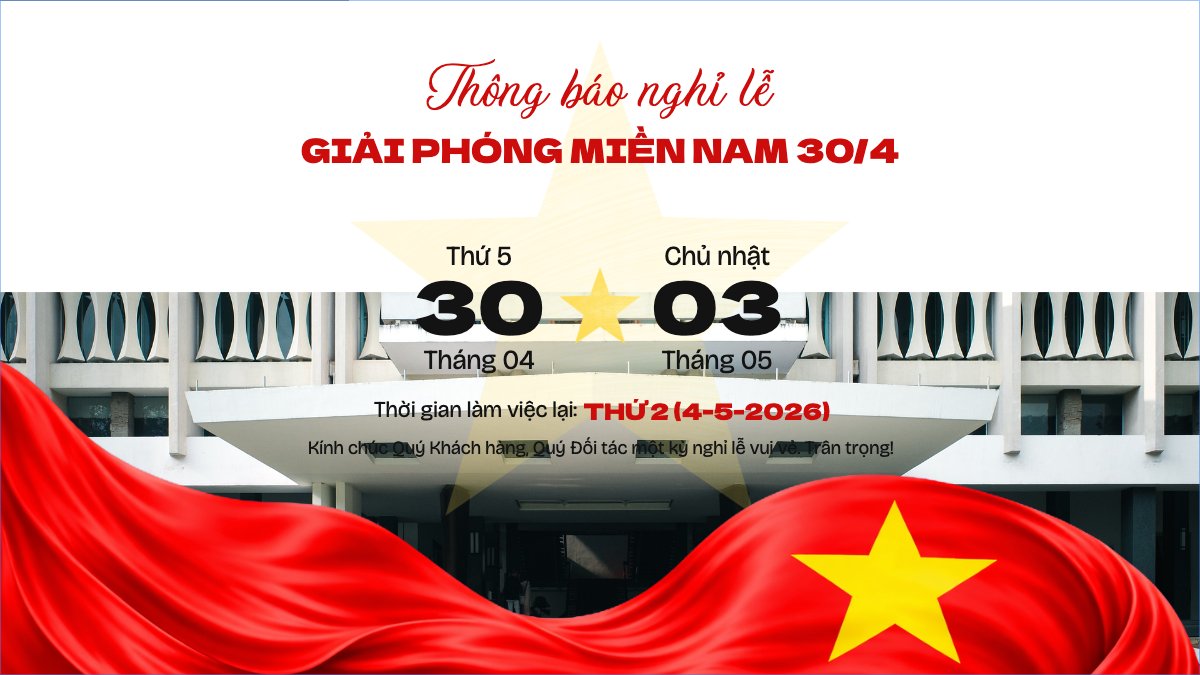 Mẫu Bài post MXH (16:9) Thông báo nghỉ lễ Giải phóng miền Nam 30/4 và Quốc tế Lao động 1/5 — LayerPic
