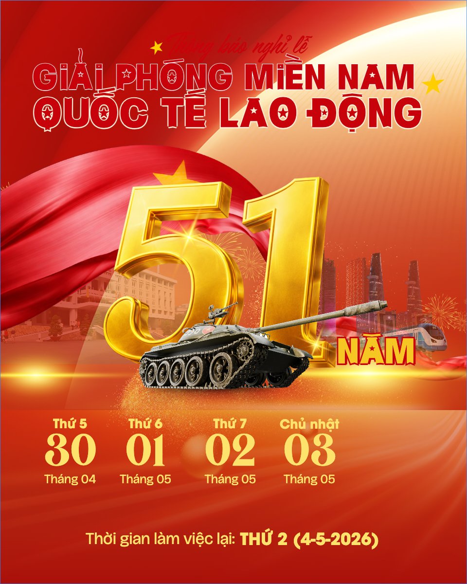 Mẫu Bài post MXH dọc Lịch nghỉ lễ 30/4-1/5 — LayerPic