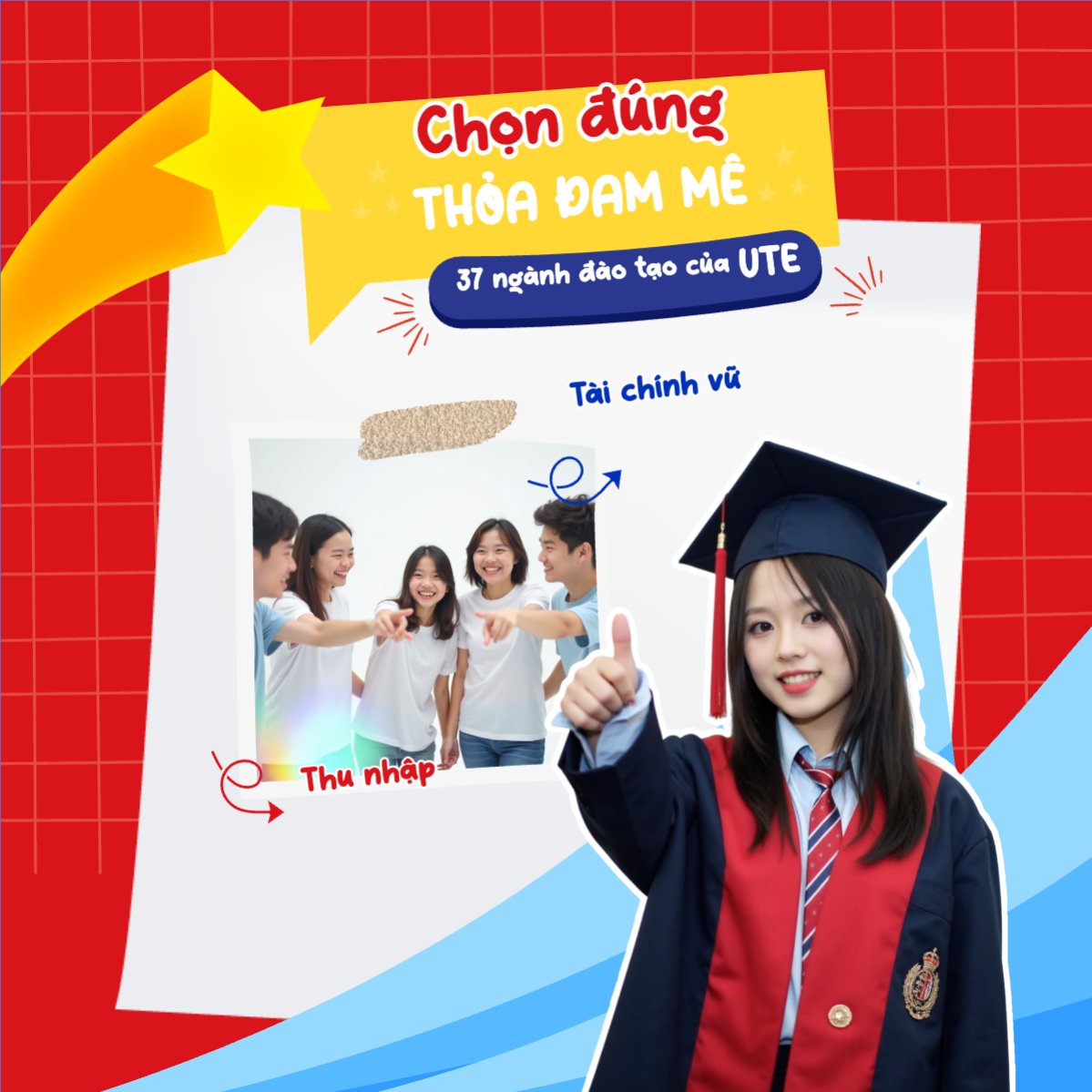 Mẫu Bài post MXH vuông Xét tuyển, tuyển sinh, tựu trường, nhập học, giáo dục, education, school, trường học — LayerPic