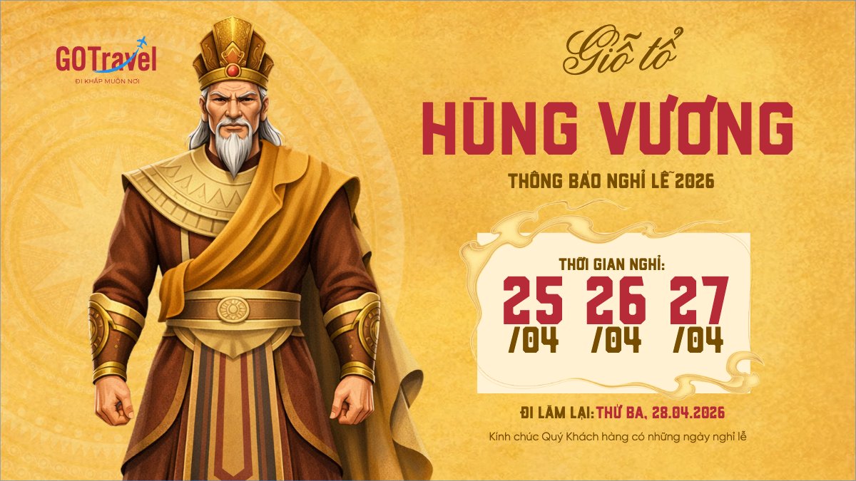 Mẫu Bài post MXH (16:9) Thông báo nghỉ lễ Giỗ tổ Hùng Vương 2026 — LayerPic
