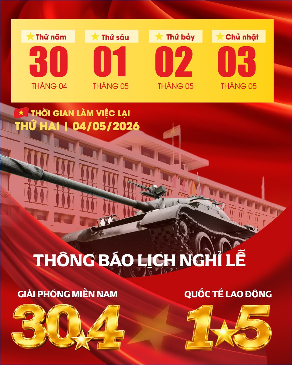 Mẫu Bài post MXH dọc Lịch nghỉ lễ 30/4-1/5 — LayerPic