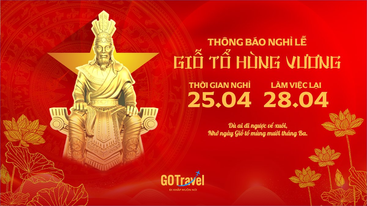 Mẫu Bài post MXH (16:9) Thông báo nghỉ lễ Giỗ tổ Hùng Vương 2026 — LayerPic