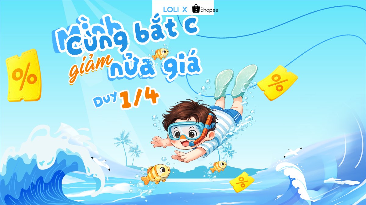 Mẫu Bài post MXH (16:9) Mình cùng bắt cá giảm ngay nửa giá — LayerPic
