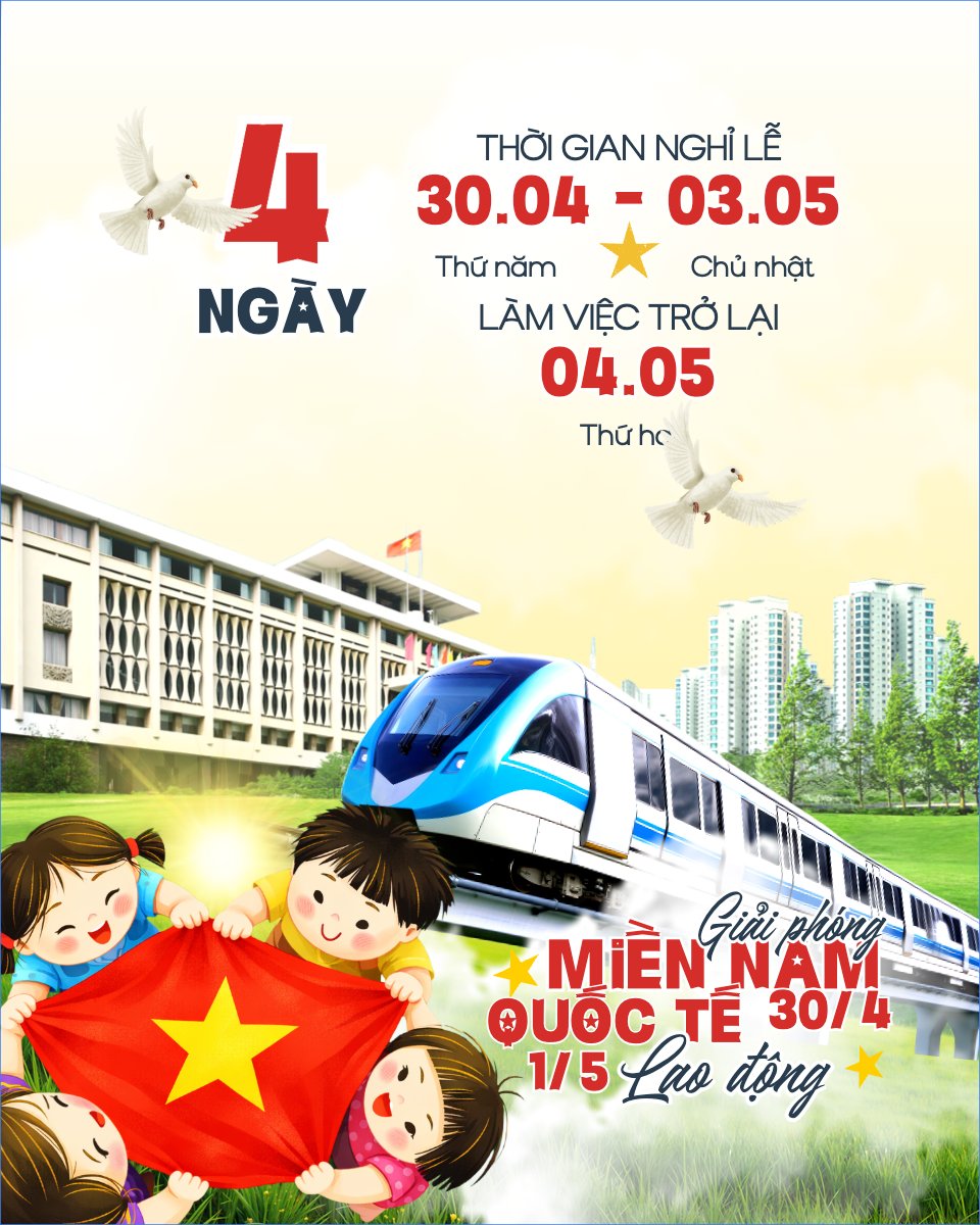 Mẫu Bài post MXH dọc Thông báo nghỉ lễ Giải phóng miền Nam 30/4 và Quốc tế Lao động 1/5 — LayerPic