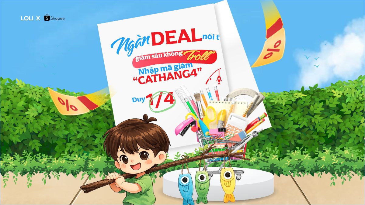 Mẫu Bài post MXH (16:9) Ngàn Deal nói thật giảm sâu không Troll — LayerPic