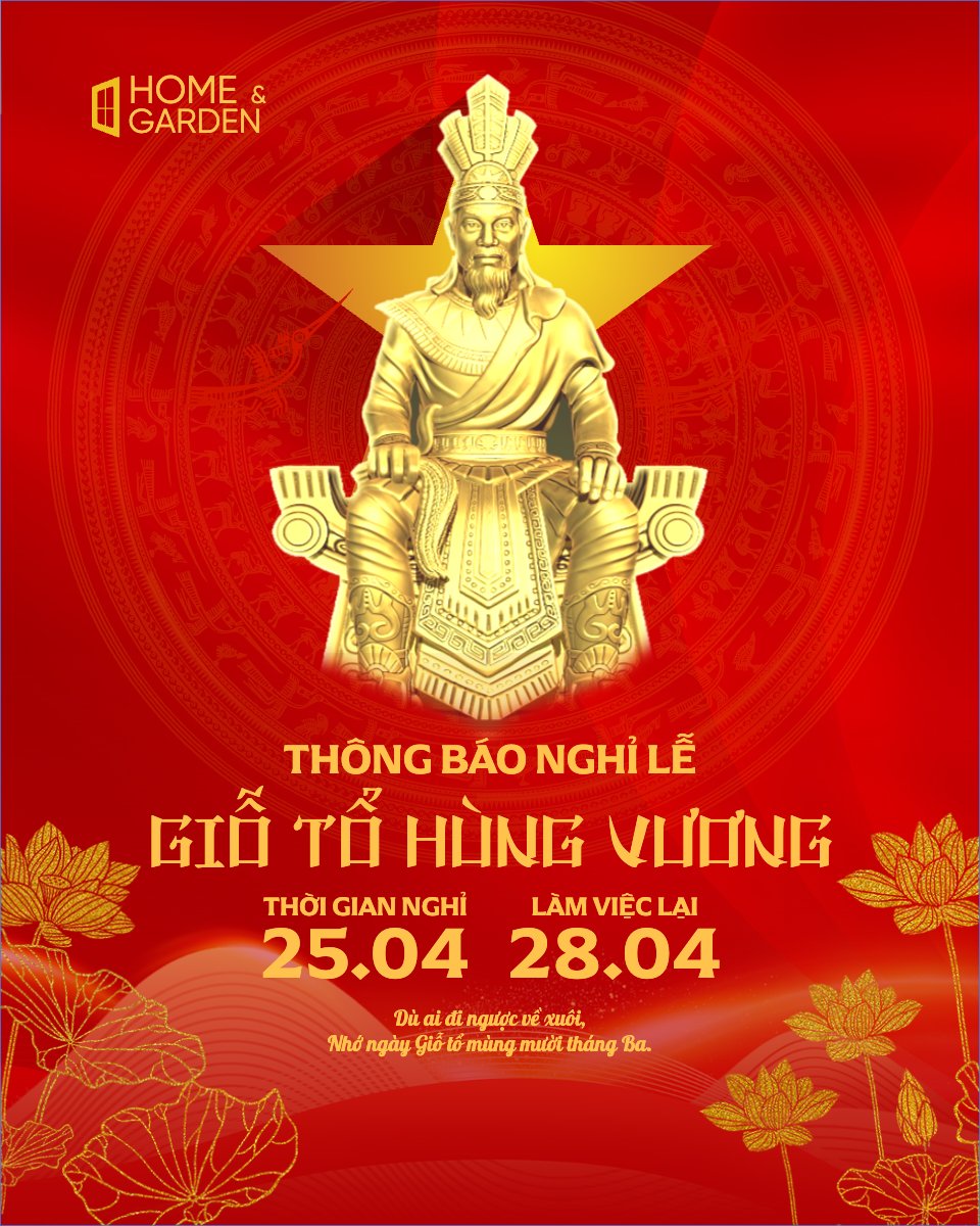 Mẫu Bài post MXH dọc Thông báo nghỉ lễ Giỗ tổ Hùng Vương 2026 — LayerPic