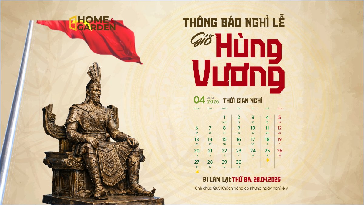 Mẫu Bài post MXH (16:9) Thông báo nghỉ lễ Giỗ tổ Hùng Vương 2026 — LayerPic