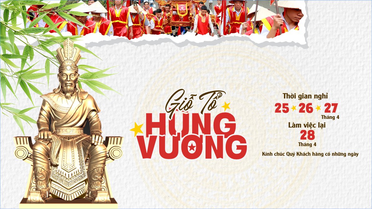 Mẫu Bài post MXH (16:9) Thông báo nghỉ lễ Giỗ tổ Hùng Vương 2026 — LayerPic