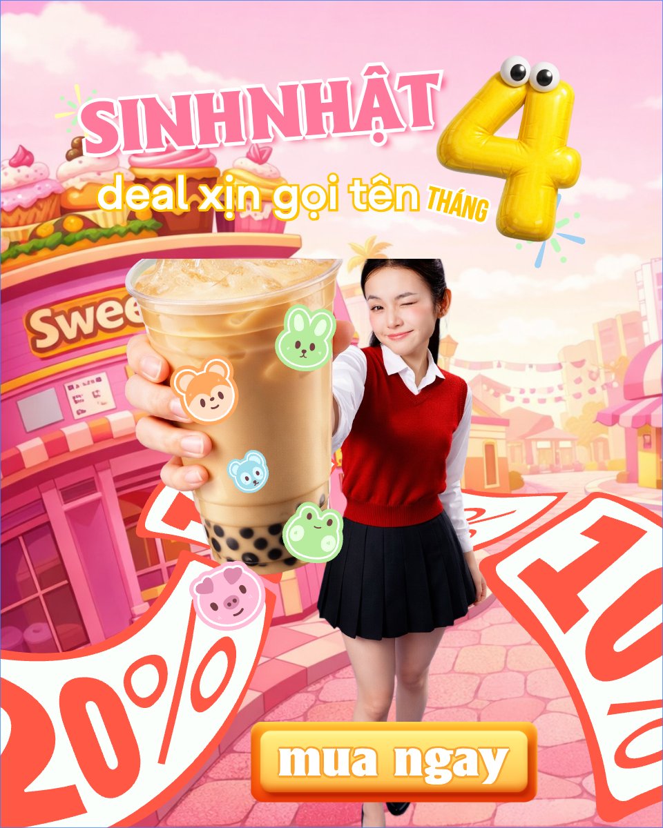 Mẫu Bài post MXH dọc Giảm giá sinh nhật — LayerPic