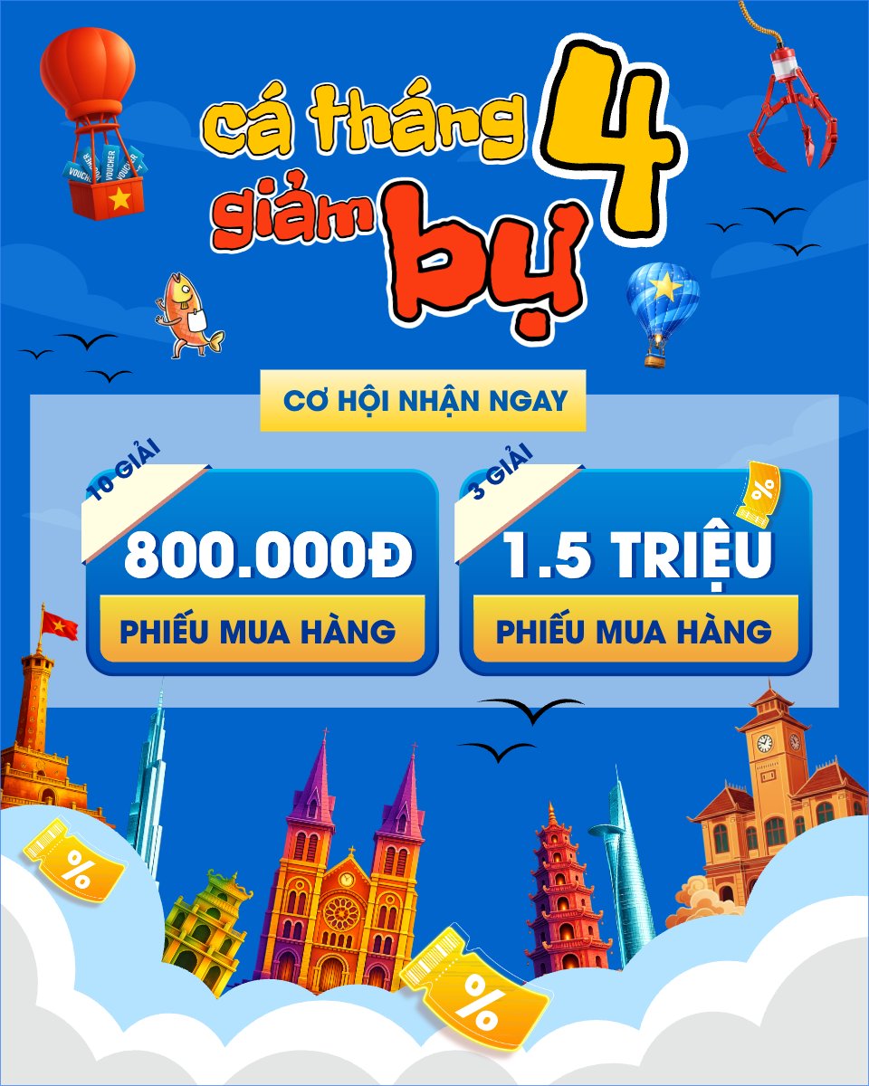 Mẫu Bài post MXH dọc Cá tháng tư giảm giá — LayerPic