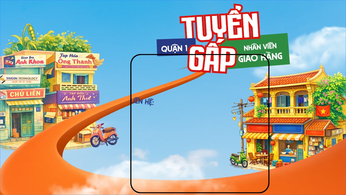 Mẫu Bài post MXH (16:9) Tuyển gấp nhân viên giao hàng — LayerPic