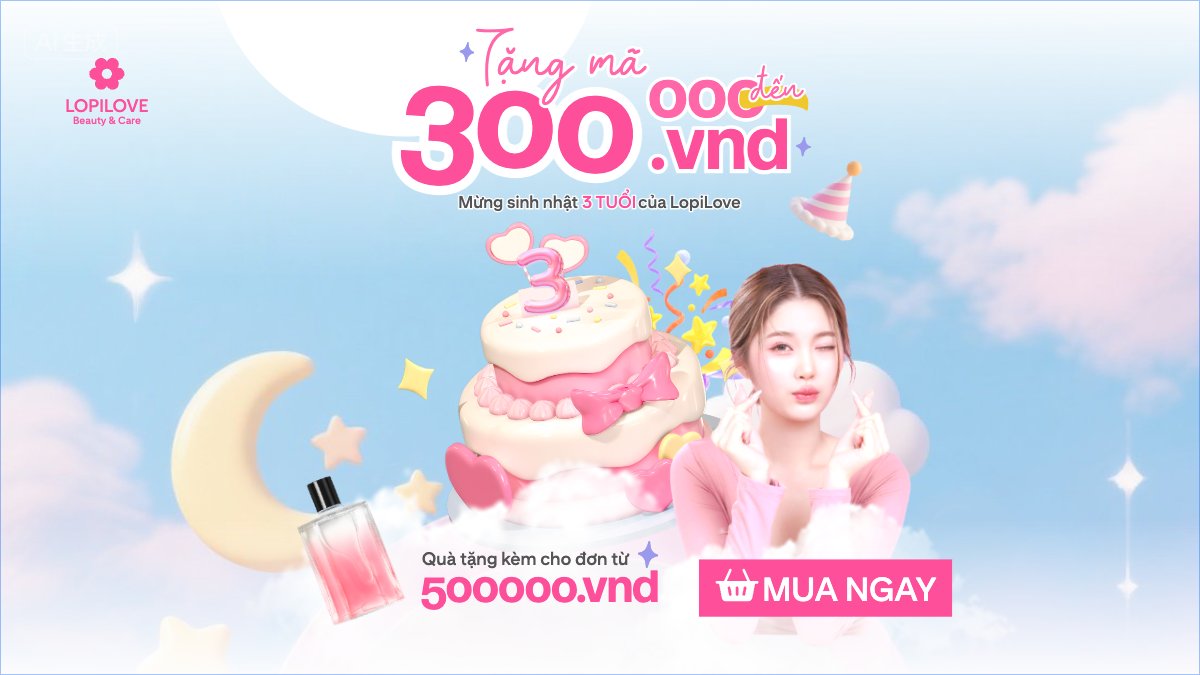 Mẫu Bài post MXH (16:9) Tặng mã đến 300000vnd mừng sinh nhật — LayerPic