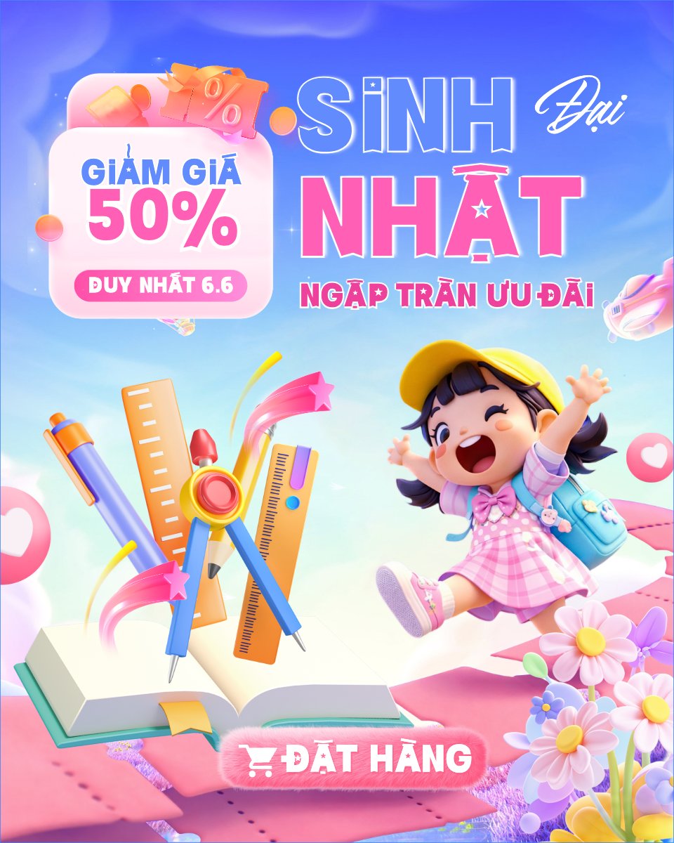 Mẫu Bài post MXH dọc Đại tiệc sinh nhật ngập tràn ưu đãi — LayerPic