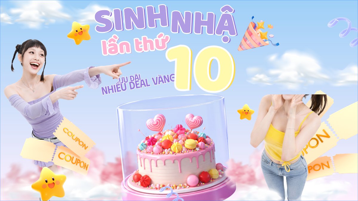 Mẫu Bài post MXH (16:9) Giảm giá sinh nhật — LayerPic