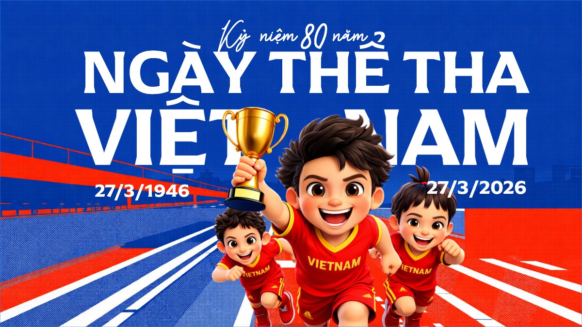 Mẫu Bài post MXH (16:9) Ngày thể thao Việt Nam 27/3 — LayerPic