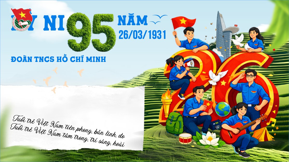 Mẫu Bài post MXH (16:9) Ngày thành lập Đoàn TNCS Hồ Chí Minh 20/3 — LayerPic
