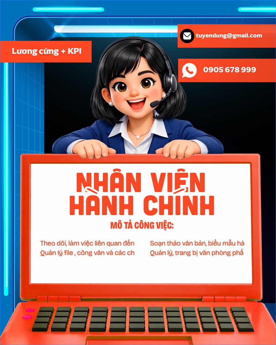 Mẫu Bài post MXH dọc Tuyển dụng hành chính — LayerPic