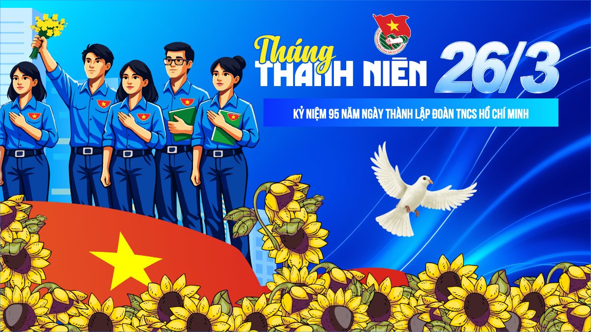 Mẫu Bài post MXH (16:9) Ngày thành lập Đoàn TNCS Hồ Chí Minh 20/3 — LayerPic