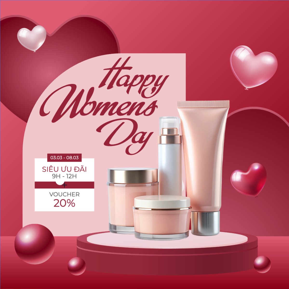 Mẫu Bài post MXH vuông Ngày phụ nữ Việt Nam, women's day, 20/10, sự kiện, event, chương trình, sale, giải trí, entertainment — LayerPic