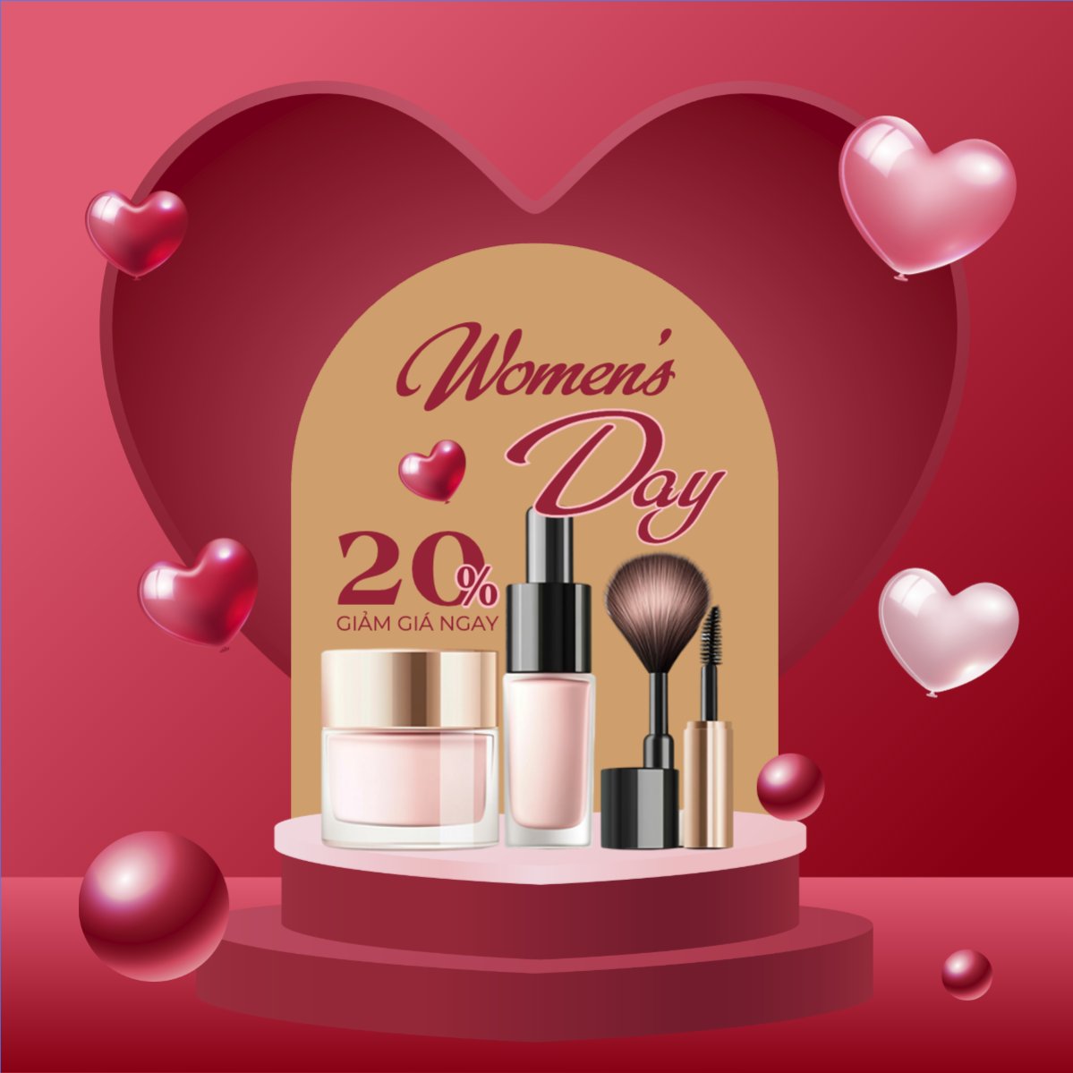 Mẫu Bài post MXH vuông Ngày phụ nữ Việt Nam, women's day, 20/10, sự kiện, event, chương trình, sale, giải trí, entertainment — LayerPic