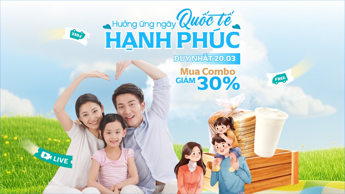 Mẫu Bài post MXH (16:9) Hưởng ứng ngày Quốc tế Hạnh Phúc 20/3 — LayerPic