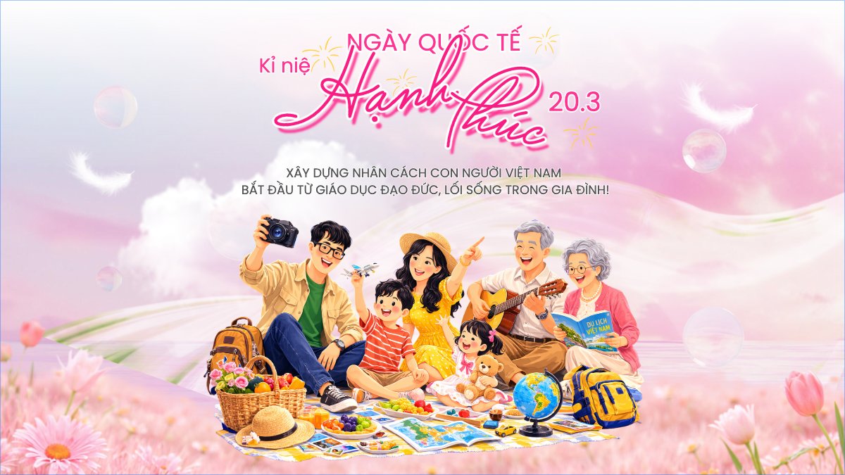 Mẫu Bài post MXH (16:9) Kỉ niệm ngày Quốc Tế Hạnh Phúc 20/3 — LayerPic