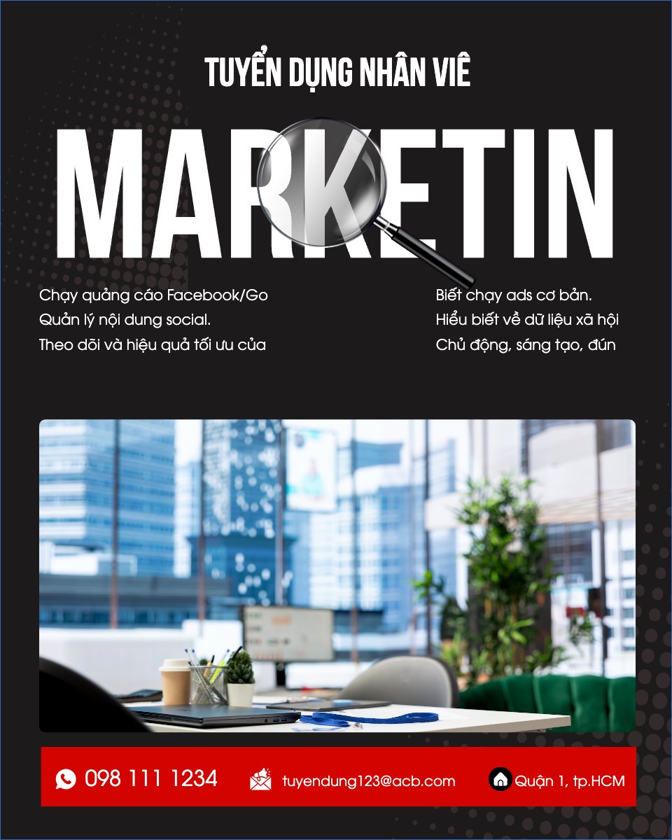 Mẫu Bài post MXH dọc Tuyển dụng marketing — LayerPic
