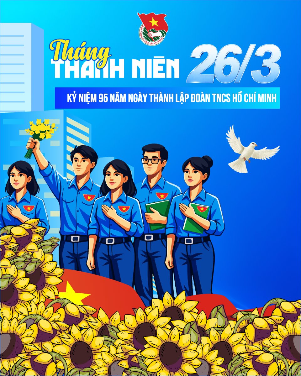 Mẫu Bài post MXH dọc Ngày thành lập Đoàn TNCS Hồ Chí Minh 20/3 — LayerPic