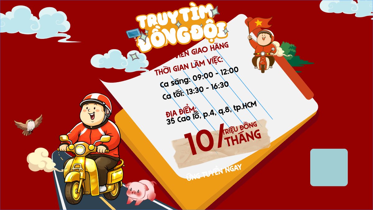 Mẫu Bài post MXH (16:9) Tuyển dụng giao hàng — LayerPic