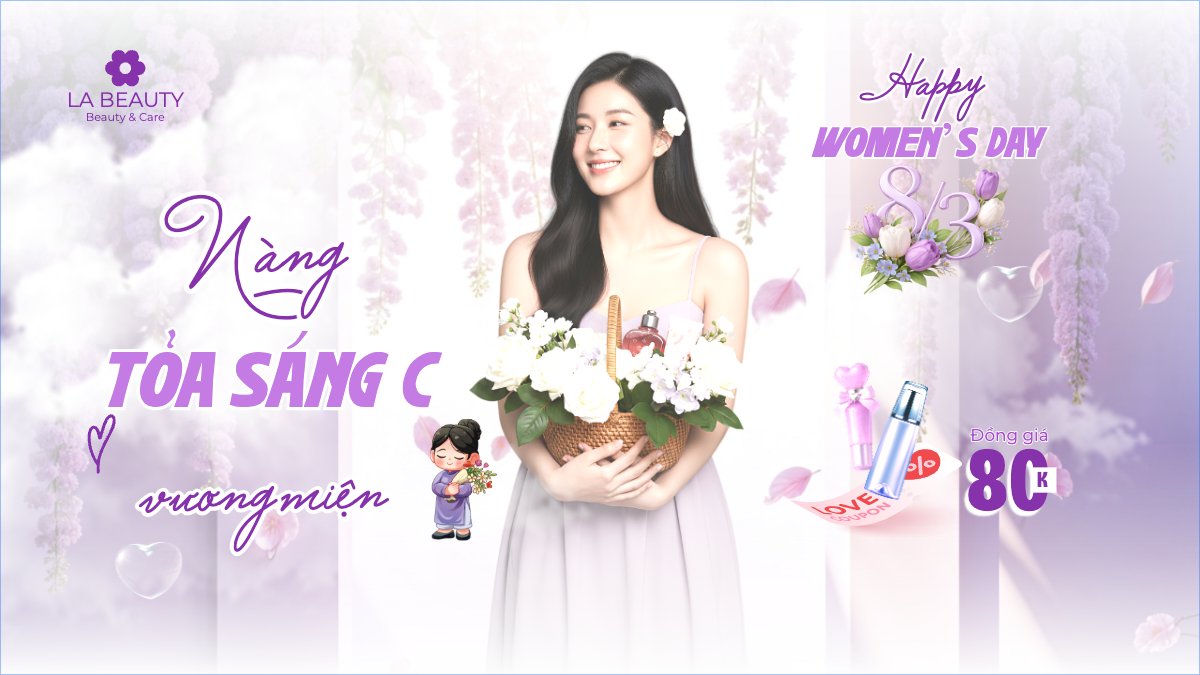 Mẫu Bài post MXH (16:9) Nàng tỏa sáng chẳng cần vương miện 8/3 — LayerPic