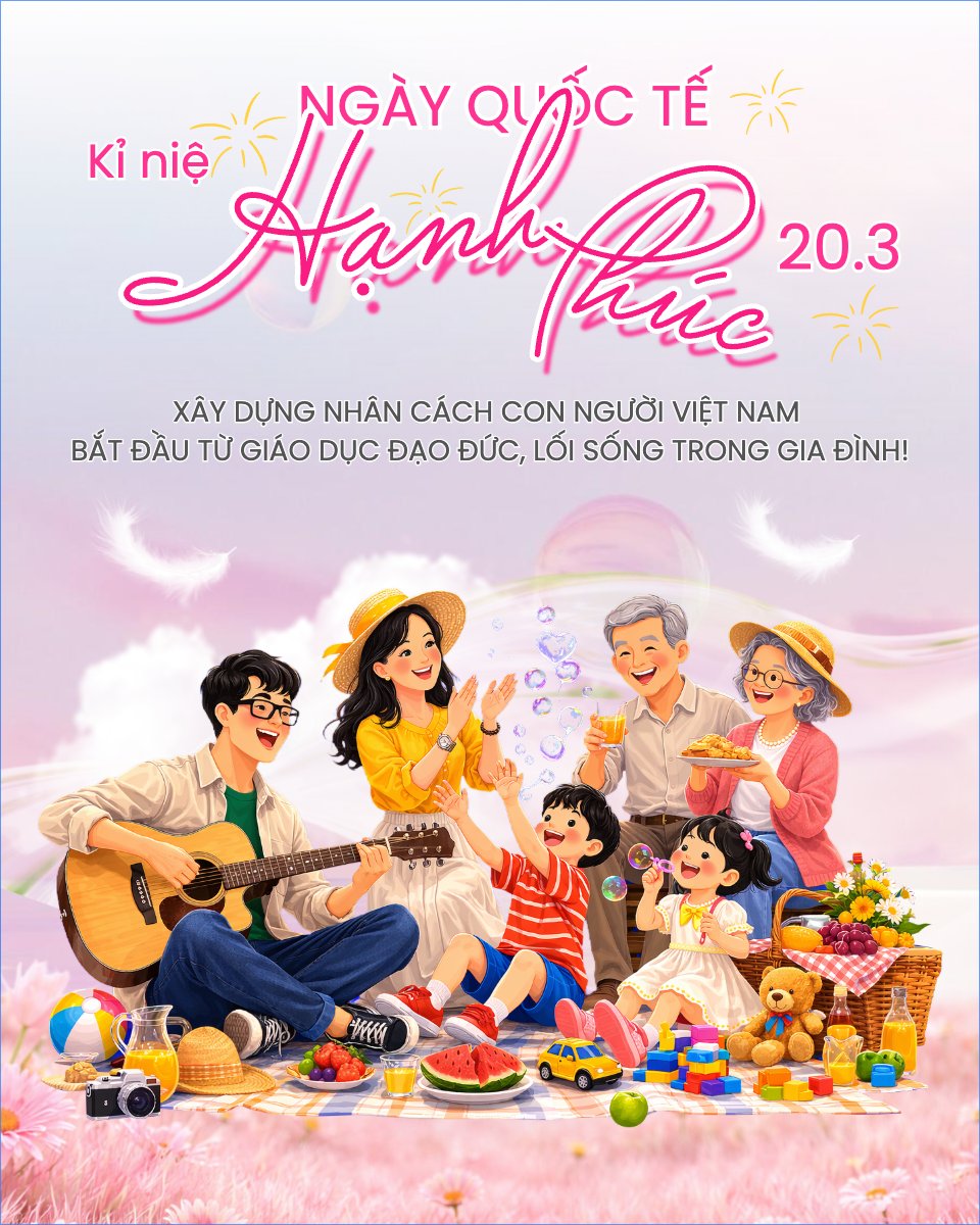 Mẫu Bài post MXH dọc Kỉ niệm ngày Quốc Tế Hạnh Phúc 20/3 — LayerPic