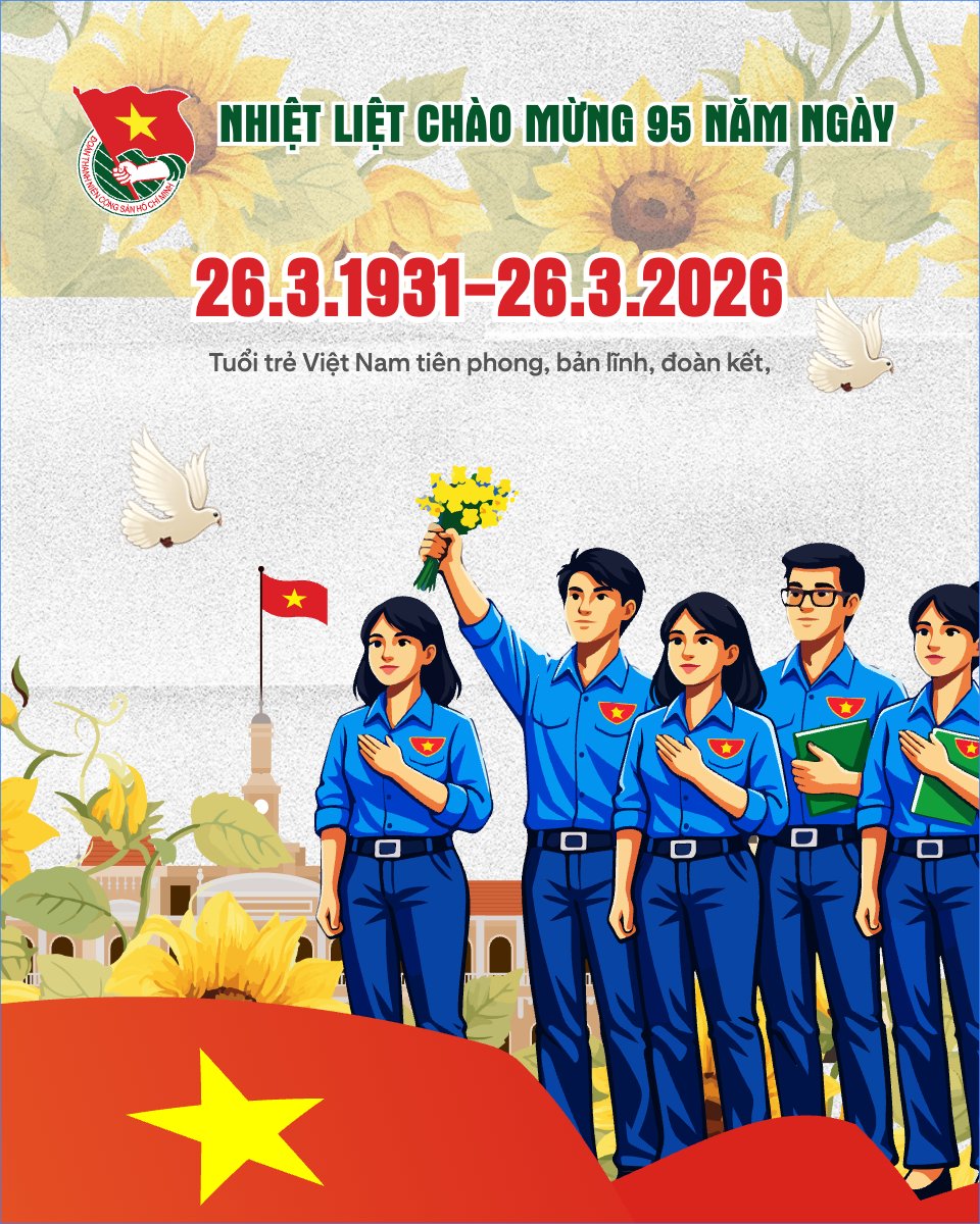 Mẫu Bài post MXH dọc Kỷ niệm 95 năm ngày thành lập Đoàn TNCS Hồ Chí Minh 26/3 — LayerPic