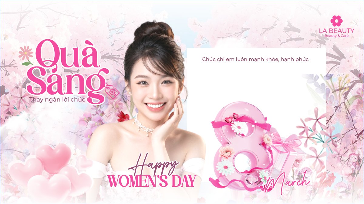 Mẫu Bài post MXH (16:9) Quà sang thay ngàn lời chúc 8/3 — LayerPic